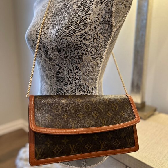 Authentic Louis Vuitton Monogram Pochette Dame GM Brown Canvas Clutch - Picture 5 of 13